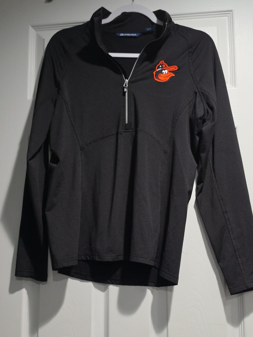 Cutter & Buck Black Quarter-Zip Pullover with Orange Orioles Logo